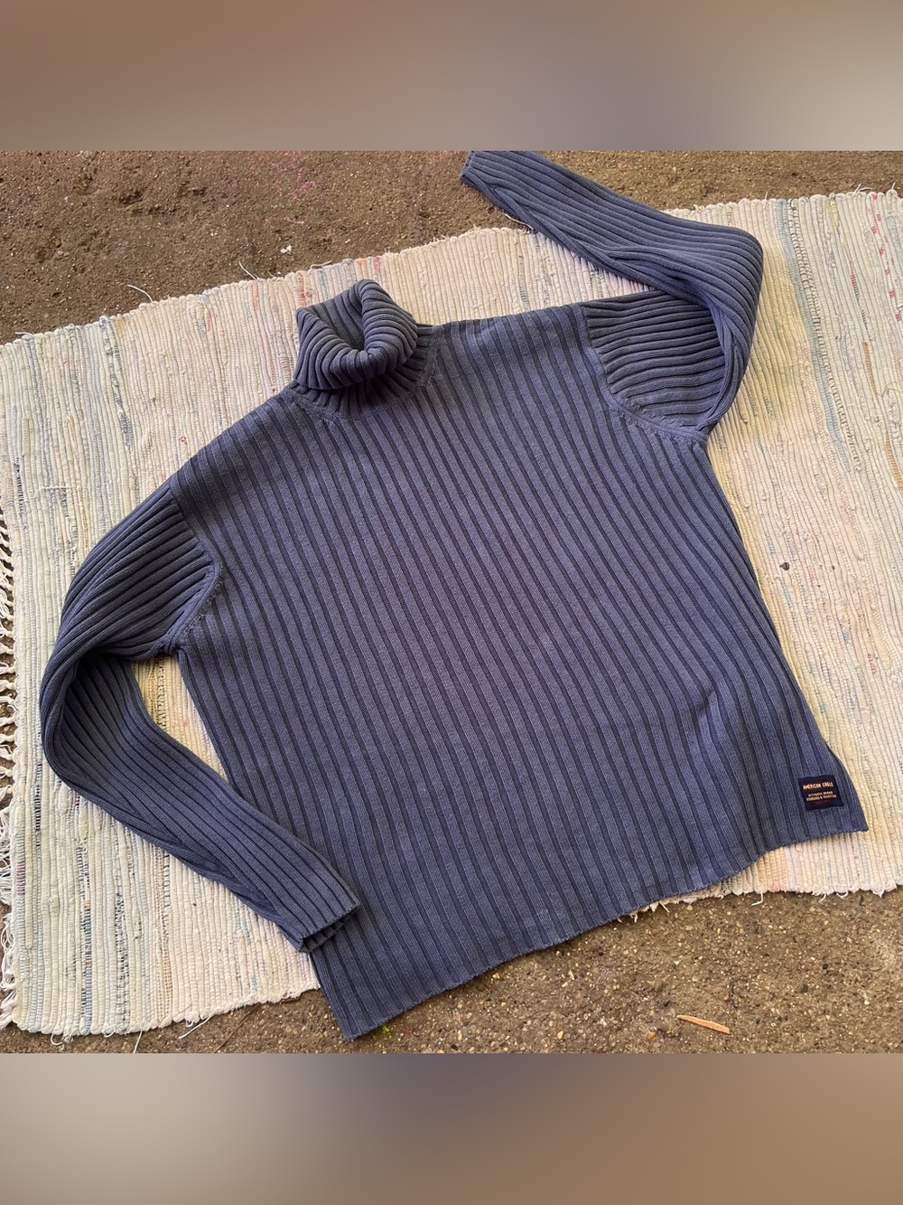 VINTAGE cotton chunky ribbed knit pullover